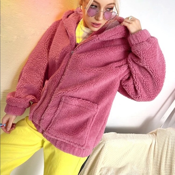 Pink Fuzzy Teddy Jacket Coat - Picture 7 of 7